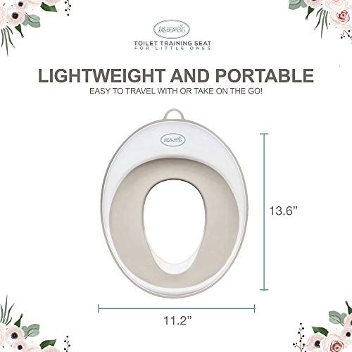 Baby And Toddler Potty Training Seat For Boys And Girls By Littlebearbig - Portable White And Gray Topseat For Toilet With Hook - Fits Oval/Round Lid - Travel Friendly - Stylish Design -Non-Slip Ring #TOP2