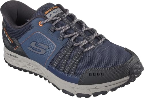 Skechers - Mens Escape Plan - Stunt Plan Slip On Shoes, Color Navy/Orange, Size: 13 W US