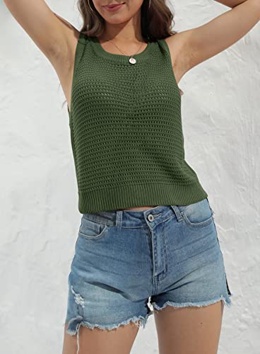 Image of FISACE Womens Crochet Tank Top Sleeveless Knit Summer Sweater