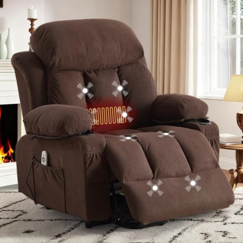 Image of BOSMILLER Electric Power Lift Recliner Chair Sofa with Massage and Heat for Elderly,Lift Chair with Cup Holder & Side Pockets for Living Room