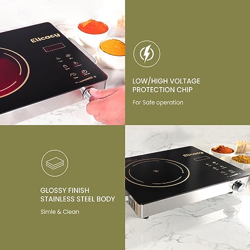 Image of Premium 2000 W Touch Panel Infrared Induction Cooktop 1 Year Warranty (Use With All Utensils) - Radiant (Black)