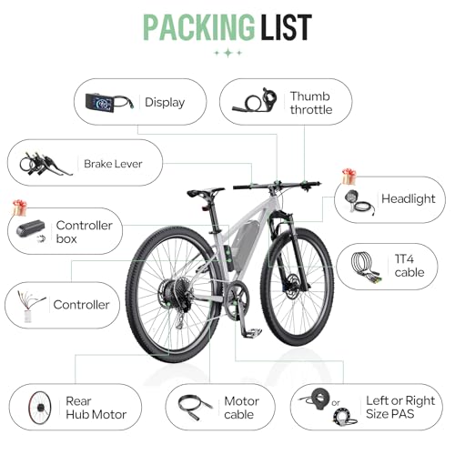 Varstrom 36V 250W Rear E-Bike Conversion Kit : Universal Fit for 26" 27.5" 28" 29" 700C Wheel, Includes Rear Cassette Hub Motor with Rim, PAS Sensor & Controller for City & Mountain Bikes - Image 6