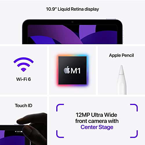 Apple Early 2022 iPad Air, 10.9-inch, Wi Fi, 64GB, Purple (Renewed) - Image 5