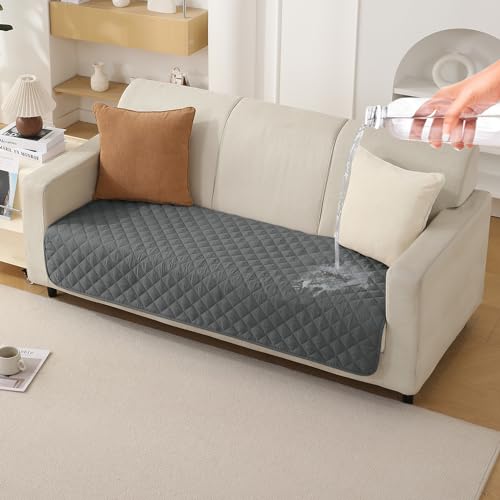Image of HOKIPO Polyester Quilted Waterproof Sofa Cover Mats For 1 /2 /3 Seater Sofa And L Shape. Make Your Own Sofa Cover Set, Mat Length 81(D) X 60(L) Cm, Anchor Grey (Ar-4963-W5)