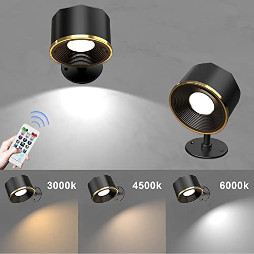 Speclux Led Wall Mounted Reading Lights, Wall Sconce 4 Color Modes & 3 Brightness, 2 Pack Wall Lights Rechargeable Battery Operated 360°Rotate Cordless Multifunctional Magnetic Wall Lamp With Remote #TOP7