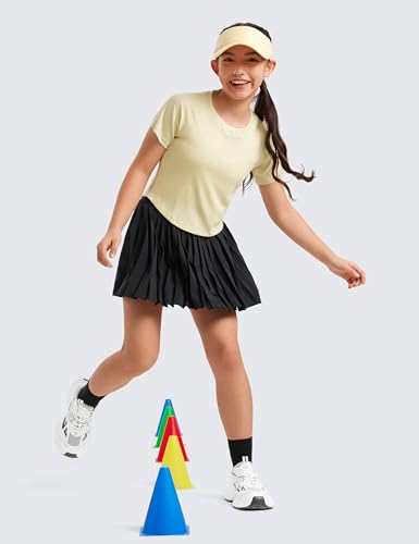 CRZ YOGA Girls Pleated Skirt with Shorts Tennis Athletic School Kids Teen Skorts with Pockets2