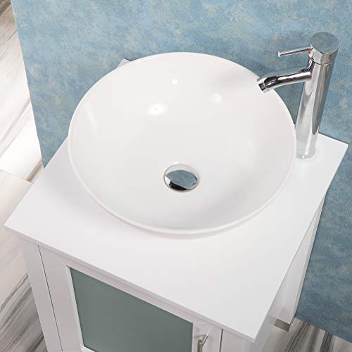 Qierao 20" Bathroom Vanity With Sink Combo Stand Cabinet And White Ceramic Vessel Sink And Stainless Steel Faucet, White #TOP5