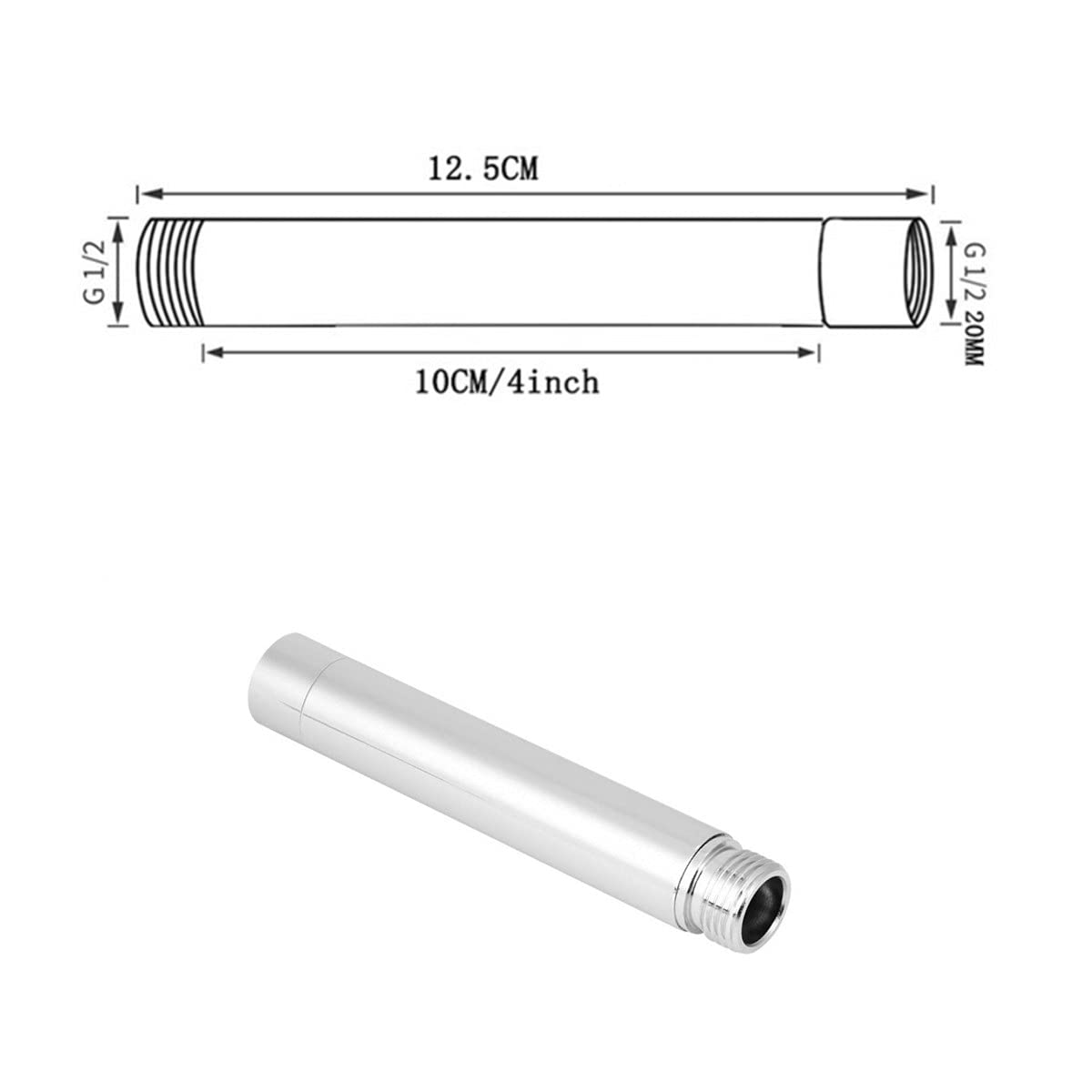 sourcing map - Prolunga per soffione doccia in acciaio INOX G1/2 maschio a G1/2, filettatura femmina, lunghezza 30 mm, attacco per tubo in ghisa