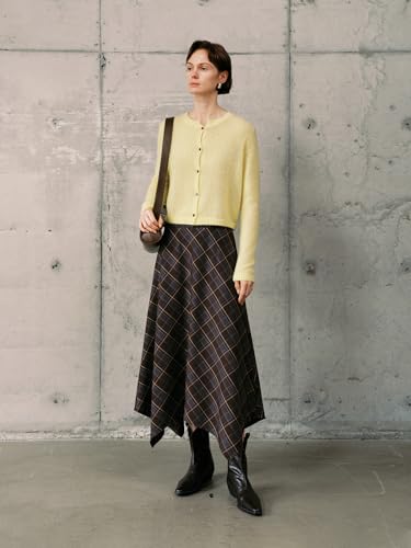 Image of Women's Silk Cashmere Blend Cardigan, Lightweight Soft Knit Round Neck Sweater, Button Front Elegant Layer for Spring & Fall
