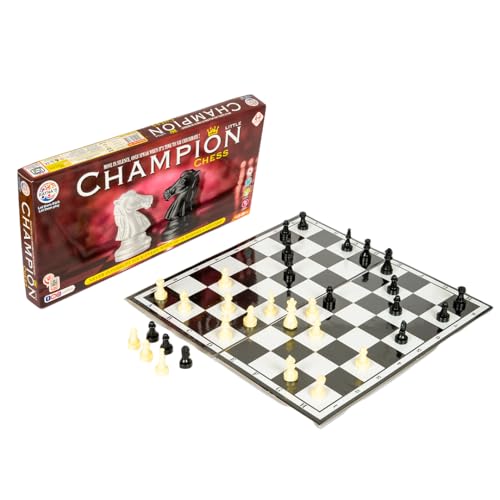 Image of Ratna's Little Champion Chess Board Game, 2 Player Strategy Game, Black and White Pieces, Family Games for Adults and Kids