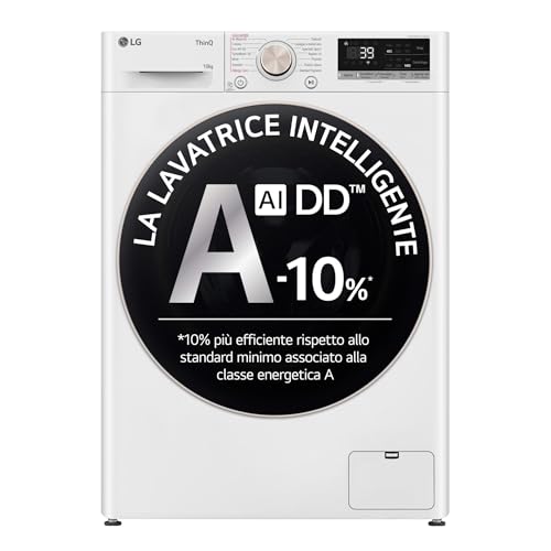 LG AI DD F4R7010TSWG Machine à Laver 10 kg, Chargeur Frontal, Série R7, Machine à Laver Classe A -10%, 1400 Tours TurboWash 360, Vapeur sur 7 Programmes,...