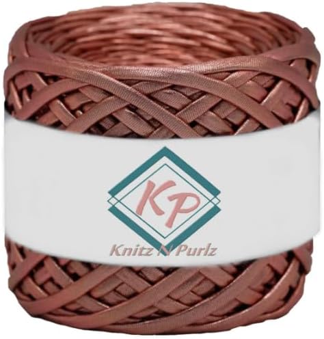 Metallic T-Shirt Yarn for Crocheting Baskets, Bags, Rugs and Home Decor. (Rose Gold)