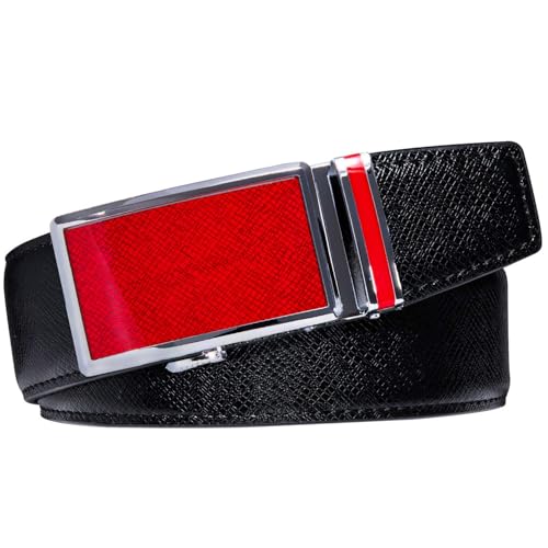 Image of Dubulle Designer Men's Belts, Ratchet Leather Sliding Buckle Dress Belt | 1 3 /8 inch(3.5cm) Genuine Leather Adjustable Strap, Automatic Ratcheting Buckles, Gift‑Boxed, Trim to Fit, for Business Casual