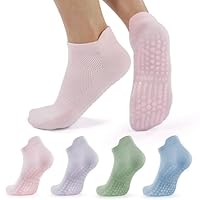 Pilates Socken Damen 4 Paare Yoga Socken (DE/NL/SE/PL, Numerisch, 39, 42, Regular, Regular, Mehrfarbig)