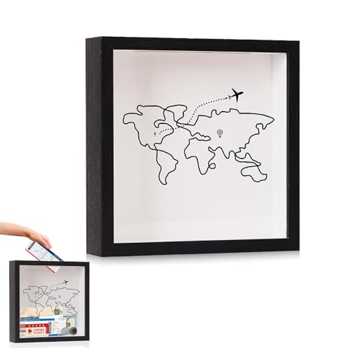 Adventure Archive Box, Large Travel Memory Box with World Map Design20×20cm