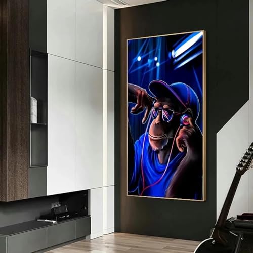 Imprimés d'art mural DJ singe déco salon moderne format vertical 30x60 cm LSYALUCK