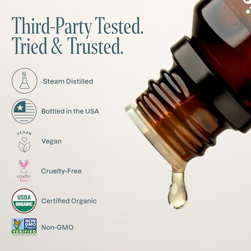 Image of Cliganic USDA Organic Spearmint Essential Oil, 100% Pure Natural Undiluted, for Aromatherapy (10ml) | Non-GMO Verified