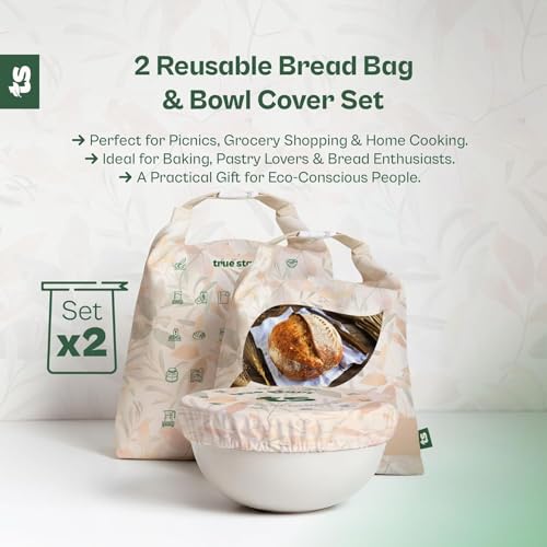 Beeswax Bread Bags for Sourdough - Reusable Bread Bags for Homemade Bread, XL 13x17 Cotton Bread Storage Bags, Plastic-Free Eco Friendly, Freezer Safe Artisan Bread Bag Set (2 Pack) by Generic - Used condition - Image 2