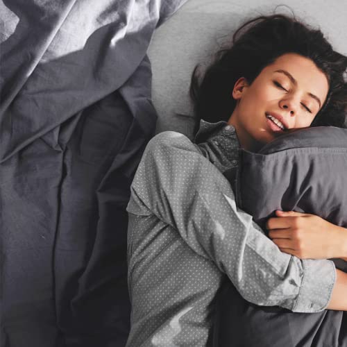 Image of ZonLi 80''x87'' Dark Grey Duvet Cover for Weighted Blanket, King Size Breathable Soft Removable Duvet Cover for All Season