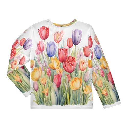 Boys Rash Guard Swim Shirt Long Sleeve UPF+ 50 Sun Shirts Quick Dry Shirt Painting Colorful Tulip for Toddler Kids2