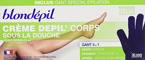 Blondépil Crème Dépilatoire Corps/Gant Gommant Peaux Sensibles 200 ml - Lot de 2 Cover