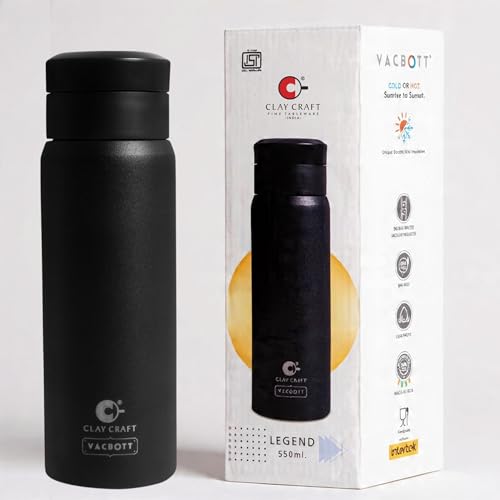 Image of CLAY CRAFT VACBOTT Legend Apex Double Wall|18 Hours Hot and 24 Hours Cold Vacuum Insulated Flask 550ml, 1Pcs, Steel Bottles for Travelling|BPA-Free|Leak Proof|BIS Certified|1Year Limited Warranty