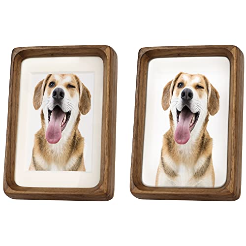 H-A Natural Wood Photo Frames Inspired Tabletop Picture Frame With White Mat, Vertical Or Horizontal Display (Walnut,6X8 Matted To 5X7) #TOP5