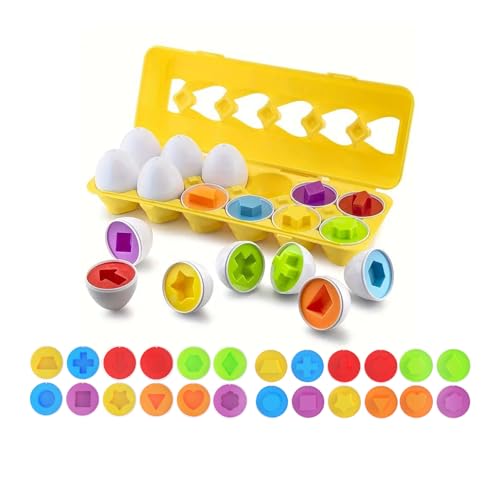 aninako モンテッソーリ 知育玩具 形合わせ おもちゃ マッチングエッグ 知育おもちゃ エッグパズル 男の子 女の子 玩具 誕生日プレゼント (黄色) - aninako - 商品画像