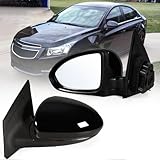 Lqito left Driver Side Mirror Fits 2011-2015 Chevy Cruze Sedan/Hatchback with Power Glass without Heated without Turn signal Match Black Replace GM1320420 (3 Pins)