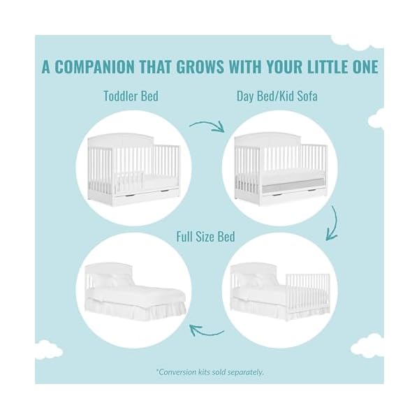  Storybrooke-5-in-1-Convertible-Crib-with-Storage-Drawer-in-White-JPMA-Greenguard-Gold-Certified-Made-of-Sustainable-Pinewood-Non-Toxic-Water-Based-Paint-Finish