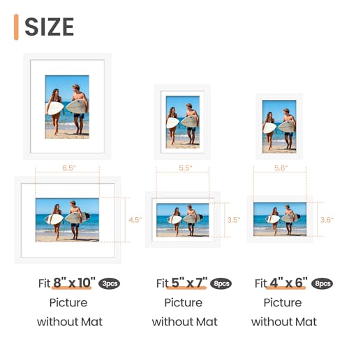 Image of upsimples Picture Frames set of 19, Including 8x10, 5x7, 4x6 White Frame | Multi Picture Frames Collage Wall Decor, Gallery Wall Frame Set, Gift For Christmas, Mothers' day, Wedding, Dorm, Living Room