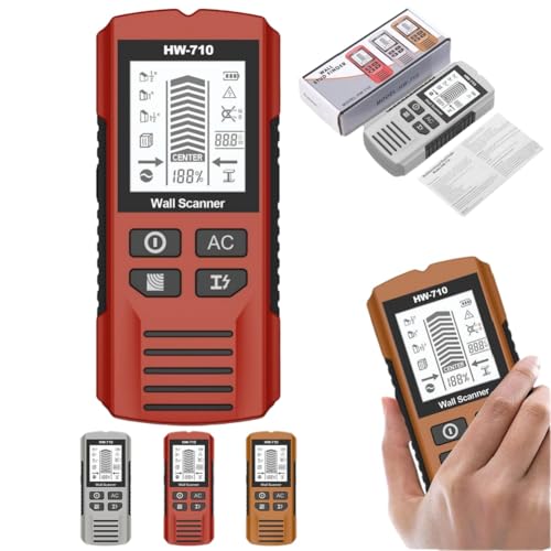 Multifunctional Handheld Metal & Wall Detector, 5 in 1 Stud Finder Tool, Portable Wire Pipe Power Scanner, HD LCD Display and Audio Alarm, for Detecting Metal, Cables, Wood