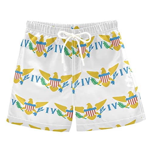 Vnurnrn Virgin Islands Us Flag Boys' Quick Dry Swim Board Shorts Toddler Swim Trunk White