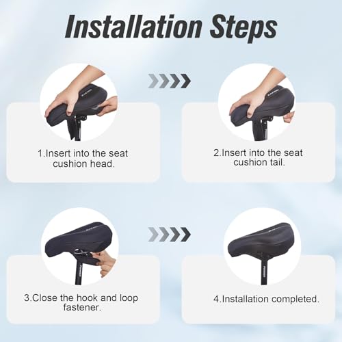 Image of Zacro Bike Seat Cushion - Gel Padded Bike Seat Cover for Men & Women Comfort, Adjustable Velco Secure Bicycle Cushion Saddle, Fit with Peloton Bicycle, Indoor & Outdoor 11.4x7.6in