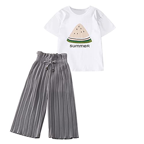 Vêtement fille manches courtes pour éviter la chaleur avec pantalon ample gris