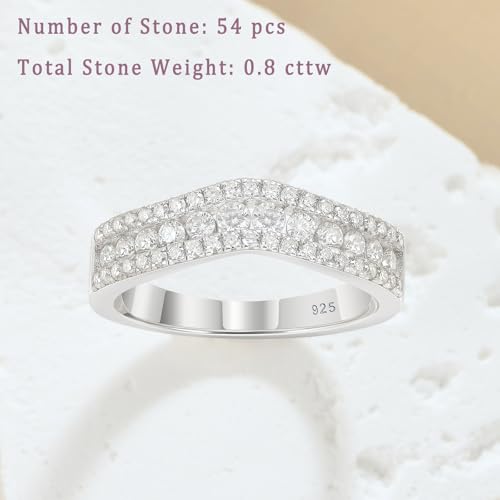 Curved Moissanite Wedding Band D Color VVS1 925 Sterling Silver Engagement Eternity Ring for Women Size 5-102