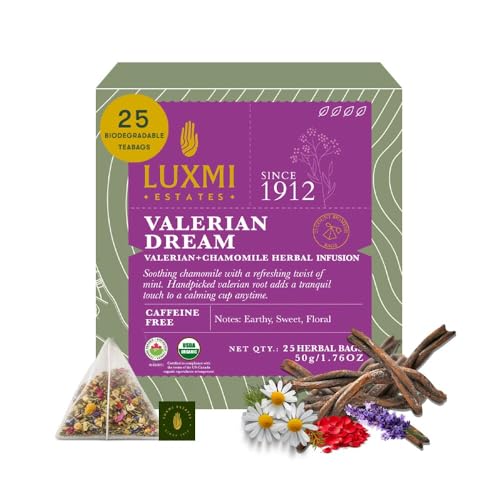 Luxmi Estates - Valerian Dream - Organic Valerian Root Tea for Sleep (25 Tea Bags, Valerian Root)
