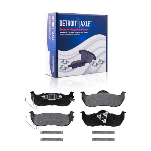 Image of Detroit Axle - Rear Ceramic Brake Pads w /Hardware Kit for 2006 2007 2008 | 2009 2010 Commander