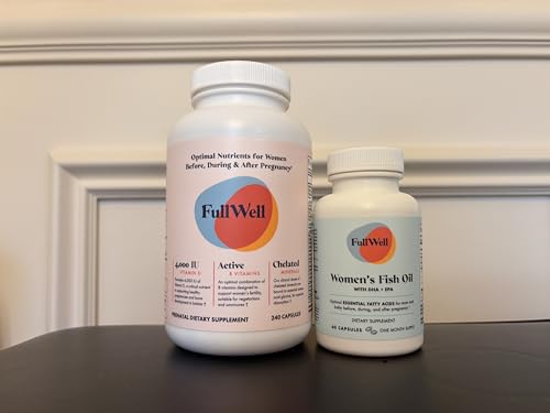Image of FullWell Women's Prenatal Essentials - Women's Prenatal Multivitamin & Fish Oil - Supports Maternal Health & Fetal Development - Omega 3, DHA, Folate & Choline- 30 Servings