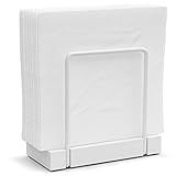 Napkin Holder for Table, Bamboo Iron Standing Napkin Dispenser for Kitchen Dining Table Farmhouse Cocktail Picnic Bar Rustic Wood Holders for Mail Bills Suitable for All Dining Room Decors White