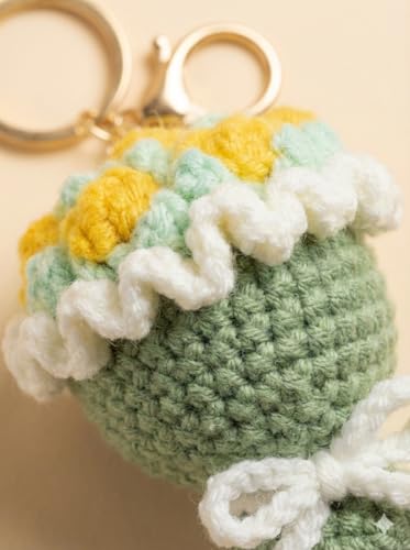 Image of Handmade Crochet Flower Keychain for Bags Keys Purse Backpack Cute Aesthetic Yarn Keyring Bag Charm Handmade Soft Thread Flower Keychain for Girls Women Kids Gifting and Daily Use