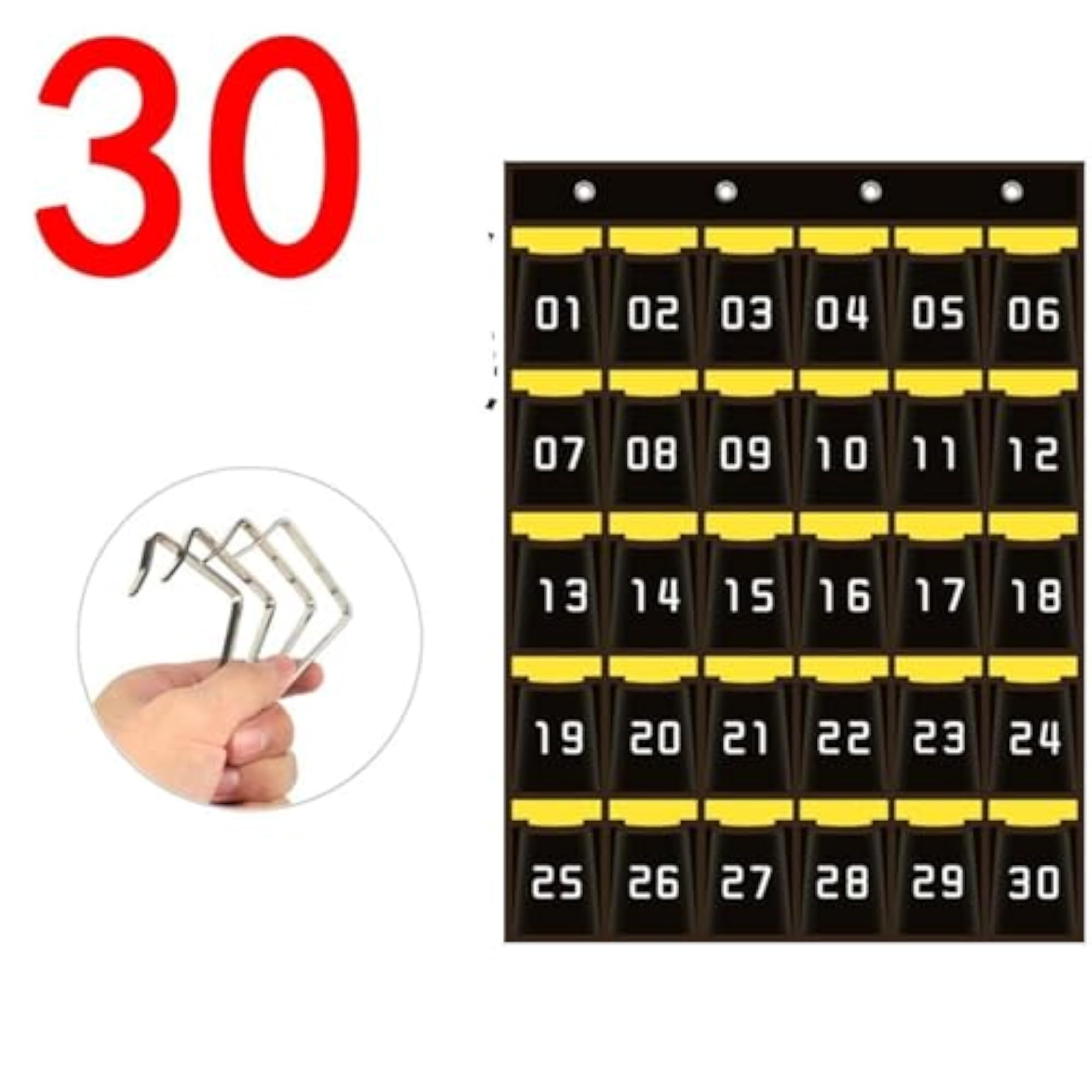 Classroom Pocket Chart Wall Hanging with Number Storage Bag