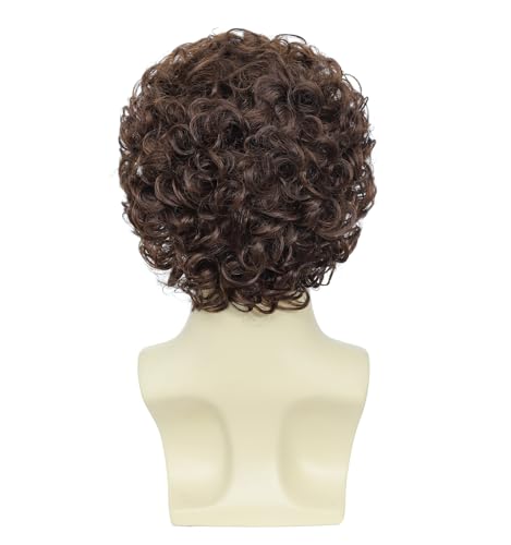 Image of Short Afro Curly Wig for Men,Buddy the Elf Wig, Home Alone Kevin McCallister Costume Wig, Perfect for Halloween Cosplay, The Office Dwight Schrute Costume, Daily Wear & Themed Parties (Medium Brown)