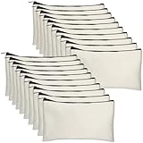 Legigo 24 Pack Beige Canvas Makeup Bags DIY Craft Bag- Blank DIY Craft Bag Canvas Pencil Case Canvas Zipper Pouch Bags Cosmetic Bag Multipurpose Canvas Pouch with Zipper for vinyl (8.3 x 5 inches)
