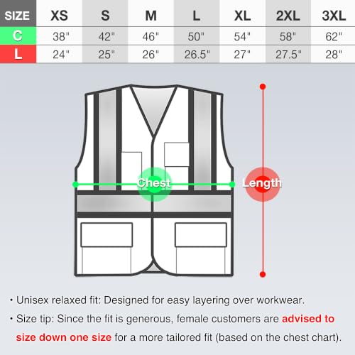Image of KAYGO Reflective High Vis Safety Vest with Pockets for Men and Women KG0100 | Breathable Polyester Lightweight, Two-Tone, for Construction, Warehouse, Surveying, Cycling, Machine Washable