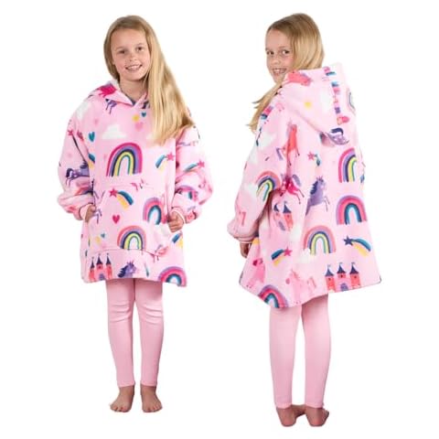 OHS Rainbow Wearable Hoodie Blanket for Girls Cover