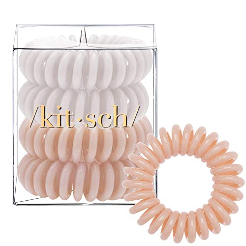 Kitsch Spiral Hair Ties, Coil Hair Ties, Phone Cord Hair Ties, Hair Coils - 4pcs, Nude