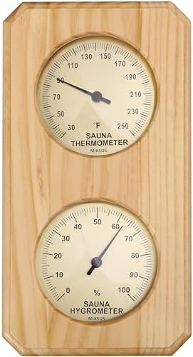 MIKSUS 10 inches Premium Wood Thermometer-Hygrometer for Sauna (Upgraded Accuracy and Design)