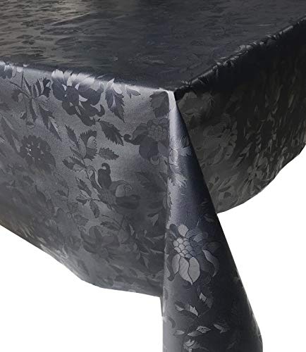 skippys Plain Oilcloth Black Tablecloth Pvc Vinyl Embossed Leaf Black Wipe Clean Tablecloth Oval 220 x 140cm