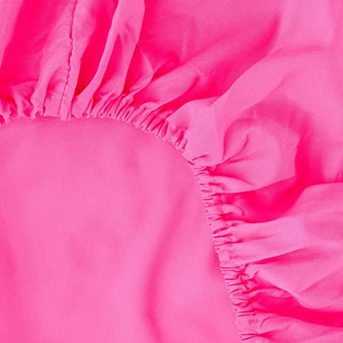 Image of Ghooss Full Size Fitted Sheet,Hotel Quality Bedding Fitted Sheet Deep Pocket up to 14 Inch,Wrinkle and Fade Resistant,1 Piece,Hot Pink